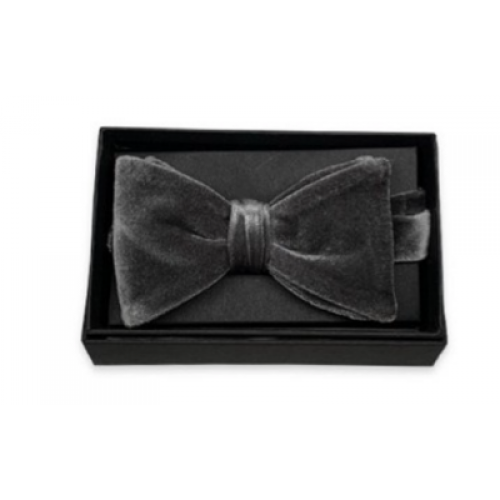 Grey Velvet Couture Bow Tie